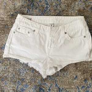 True Religion white jean shorts